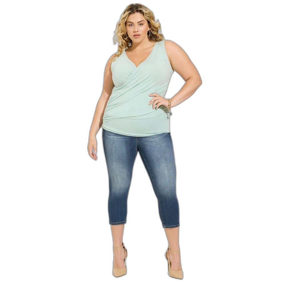 Torrid NWTB Harbor Gray Studio Tissue Jersey Surplice Tank Plus size  3x 22 24